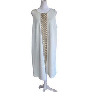 Pappagallo White Midi Dress with Gold Detailing